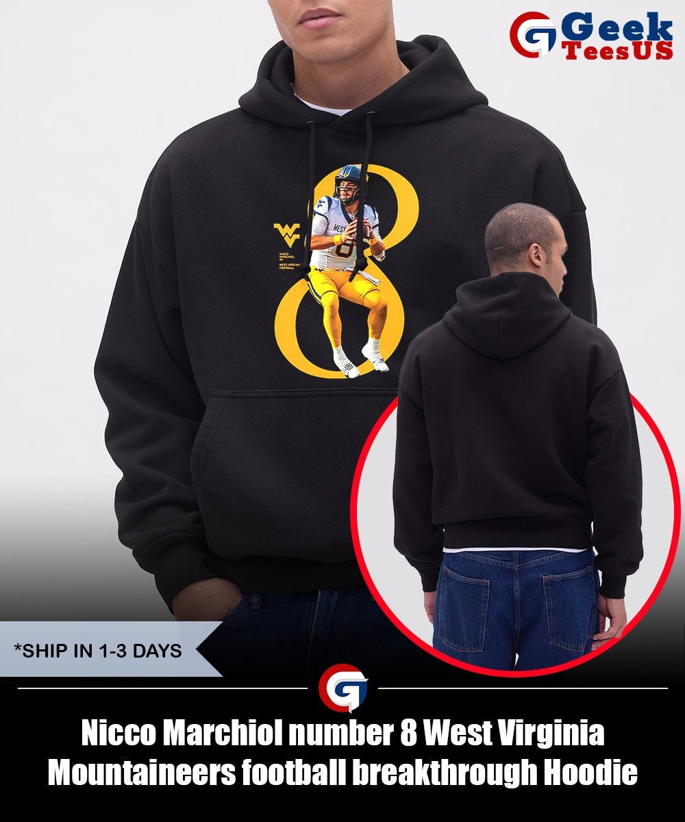 Nicco Marchiol number 8 West Virginia Mountaineers football breakthrough shirt