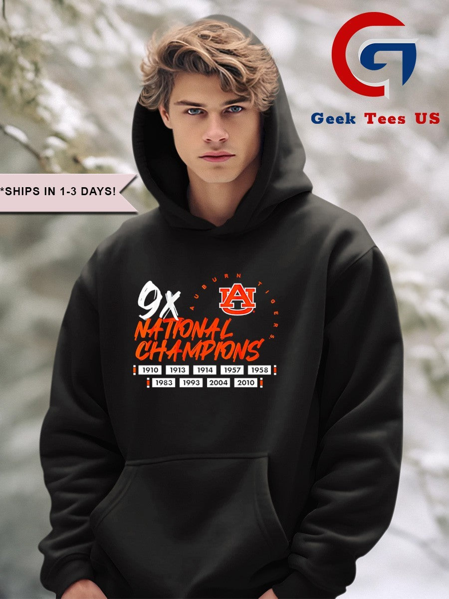 Nine Time National Champions Auburn Tigers football logo shirt