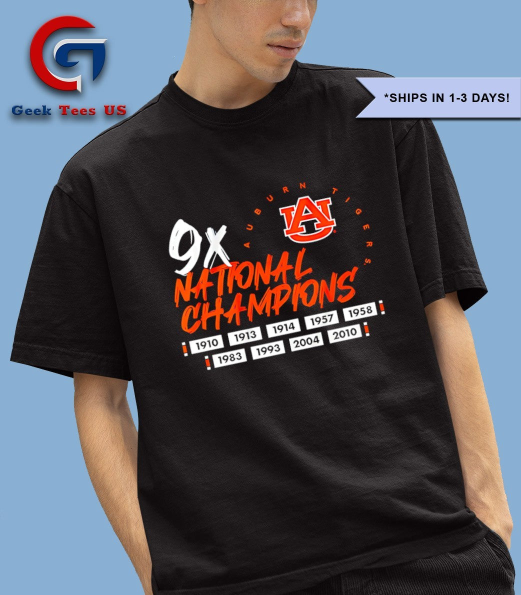 Nine Time National Champions Auburn Tigers football logo shirt