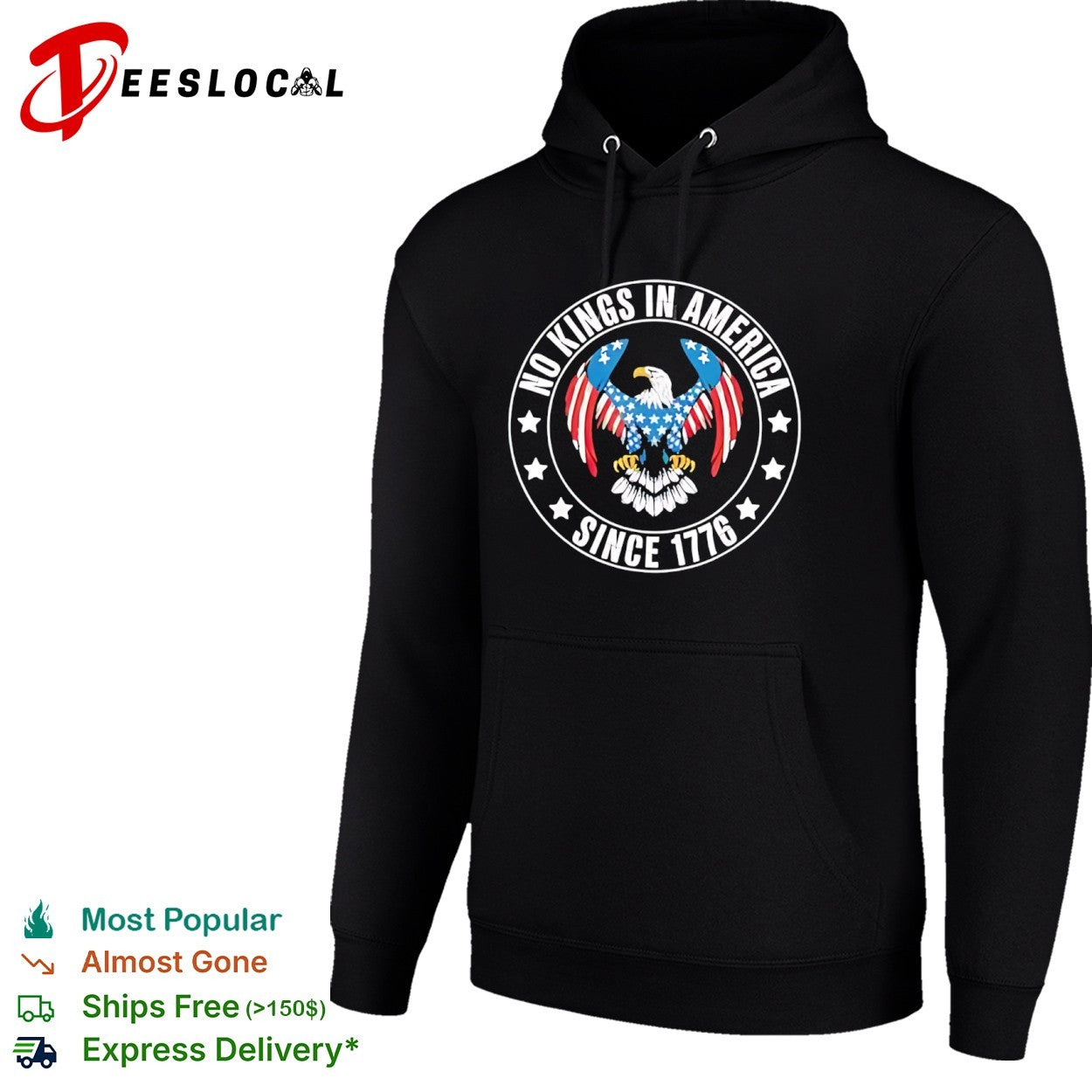 No Kings in America since 1776 American Eagle Patriotic Independence Day shirt