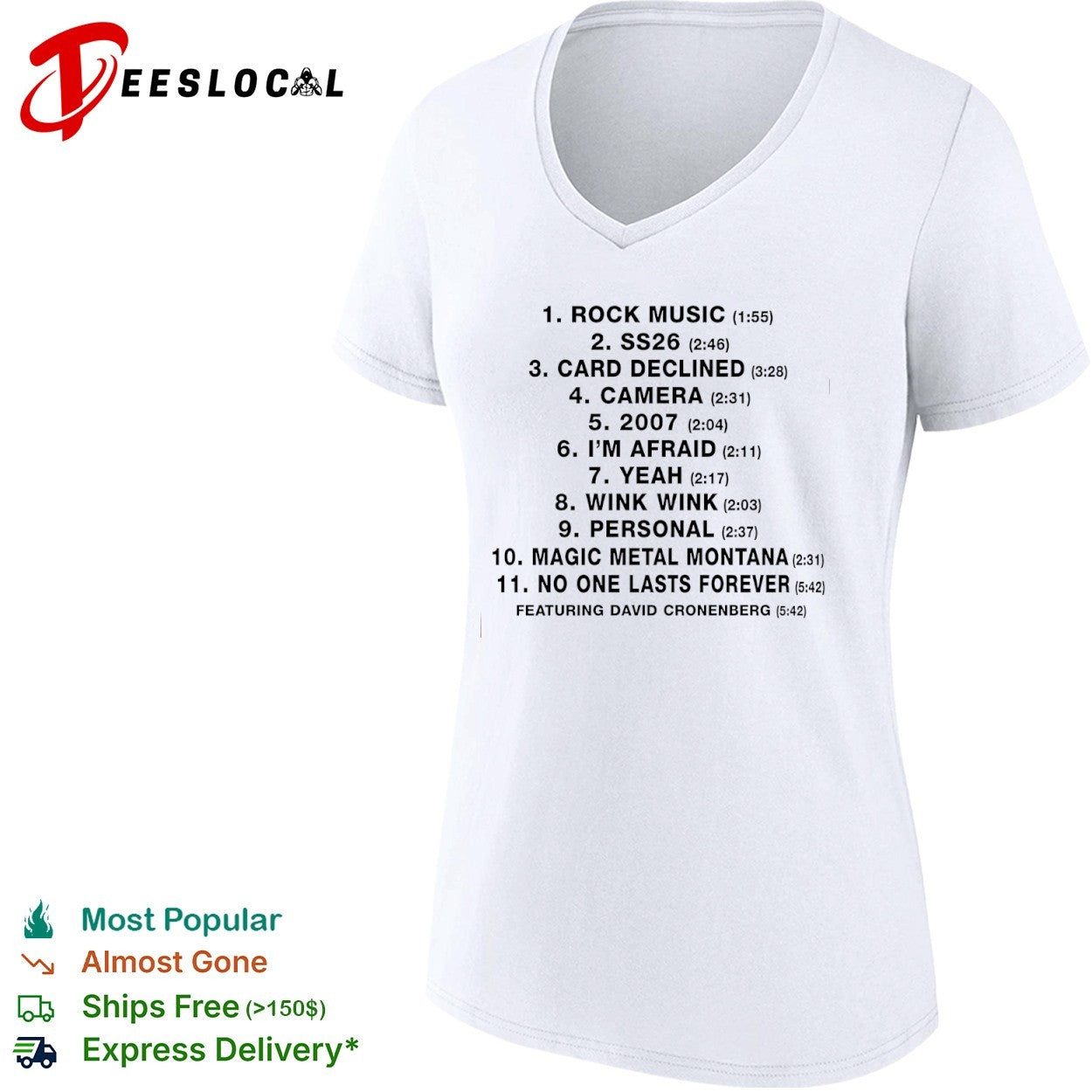 No One Lasts Forever Featuring David Cronenberg Tracklist shirt