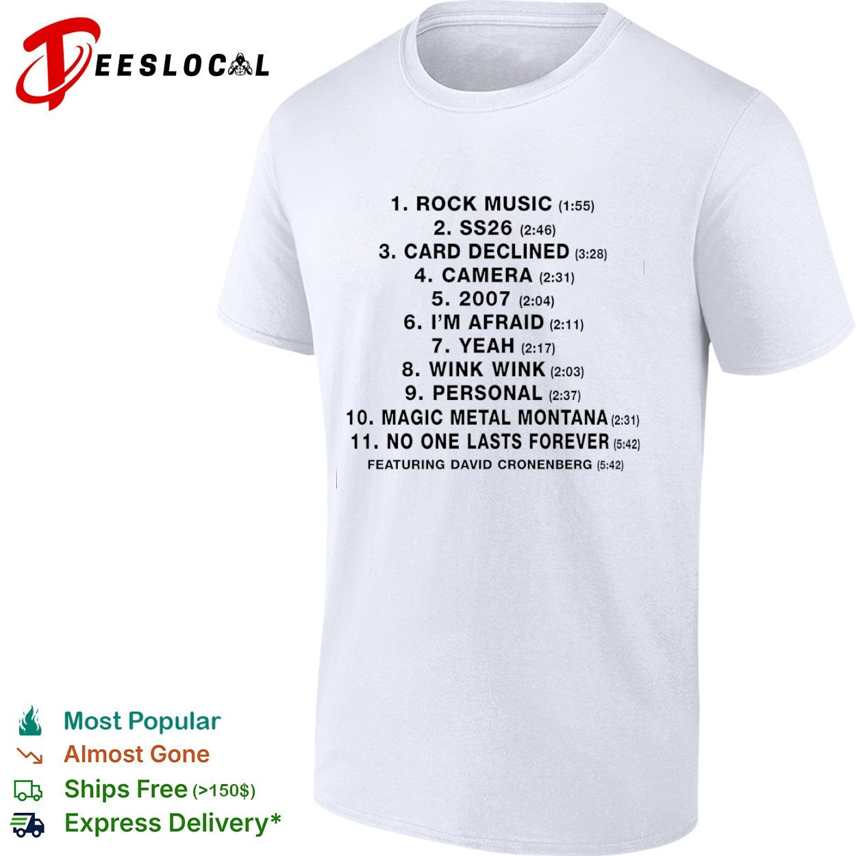 No One Lasts Forever Featuring David Cronenberg Tracklist shirt