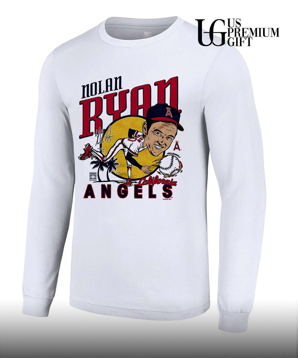 Nolan Ryan Los Angeles Angels baseball caricature signature shirt
