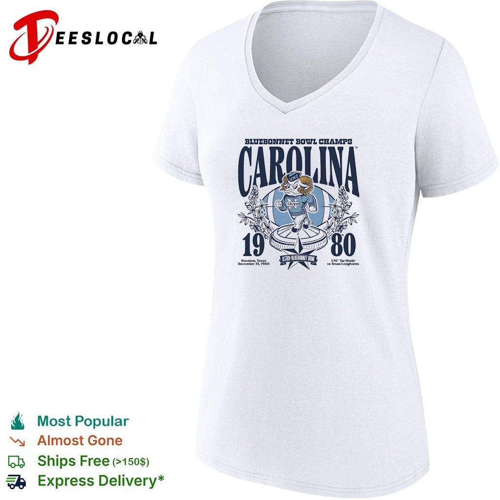 North Carolina Tar Heels Rameses mascot 1980 Bluebonnet Bowl champs shirt