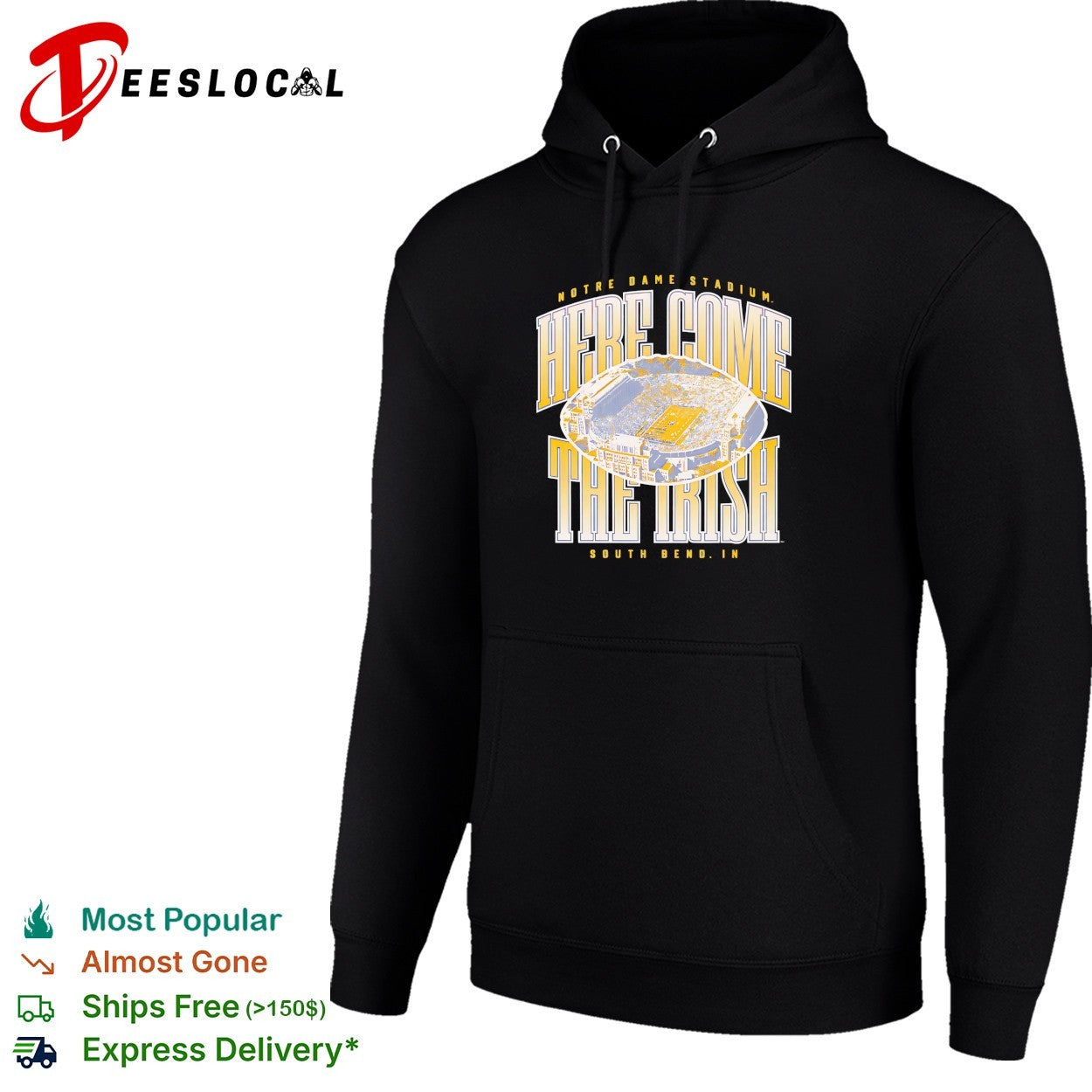 Notre Dame Fighting Irish here come the Irish stadium aerial South Bend shirt