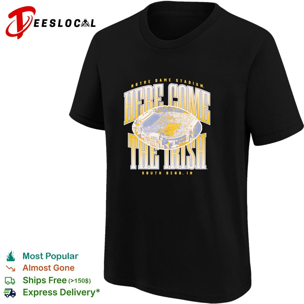 Notre Dame Fighting Irish here come the Irish stadium aerial South Bend shirt
