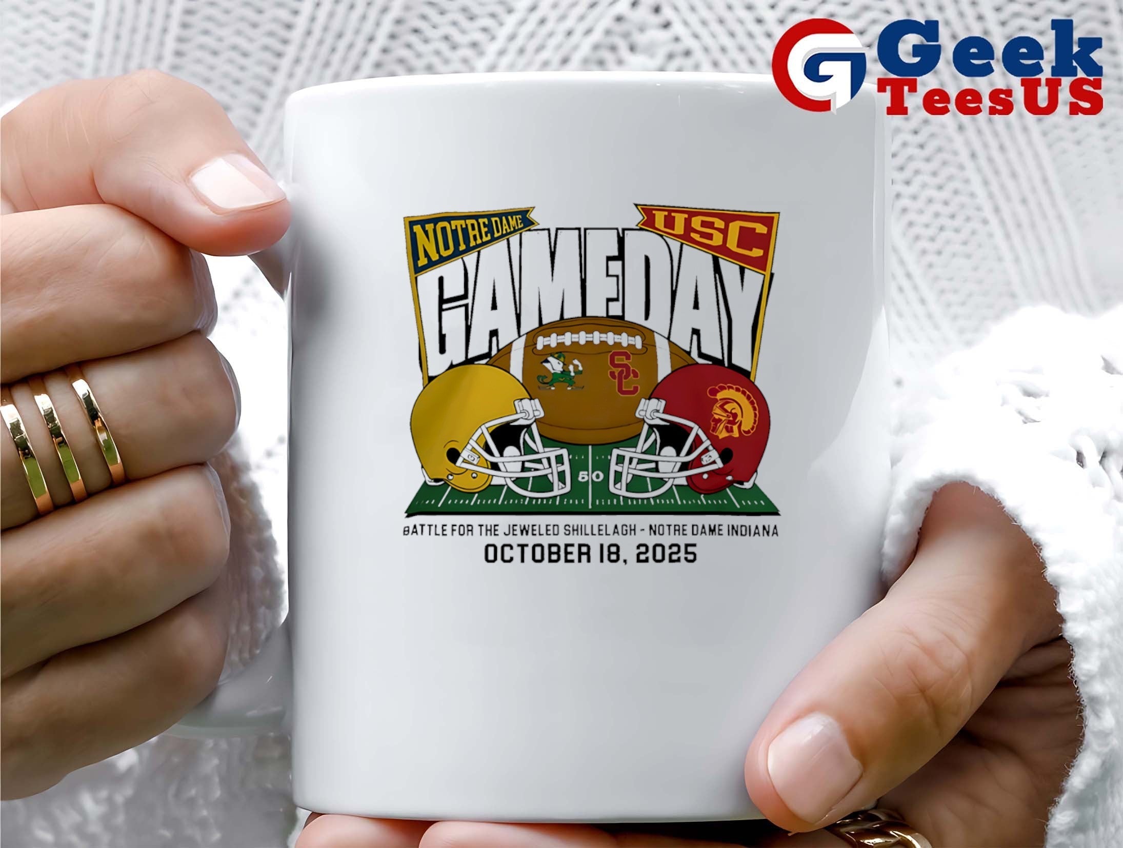 Notre Dame Fighting Irish vs USC Trojans 2025 NCAA Football helmet Gameday shirt