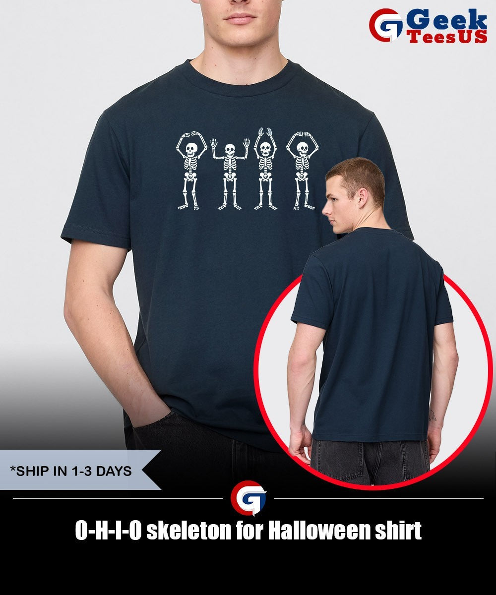 O-H-I-O skeleton for Halloween shirt