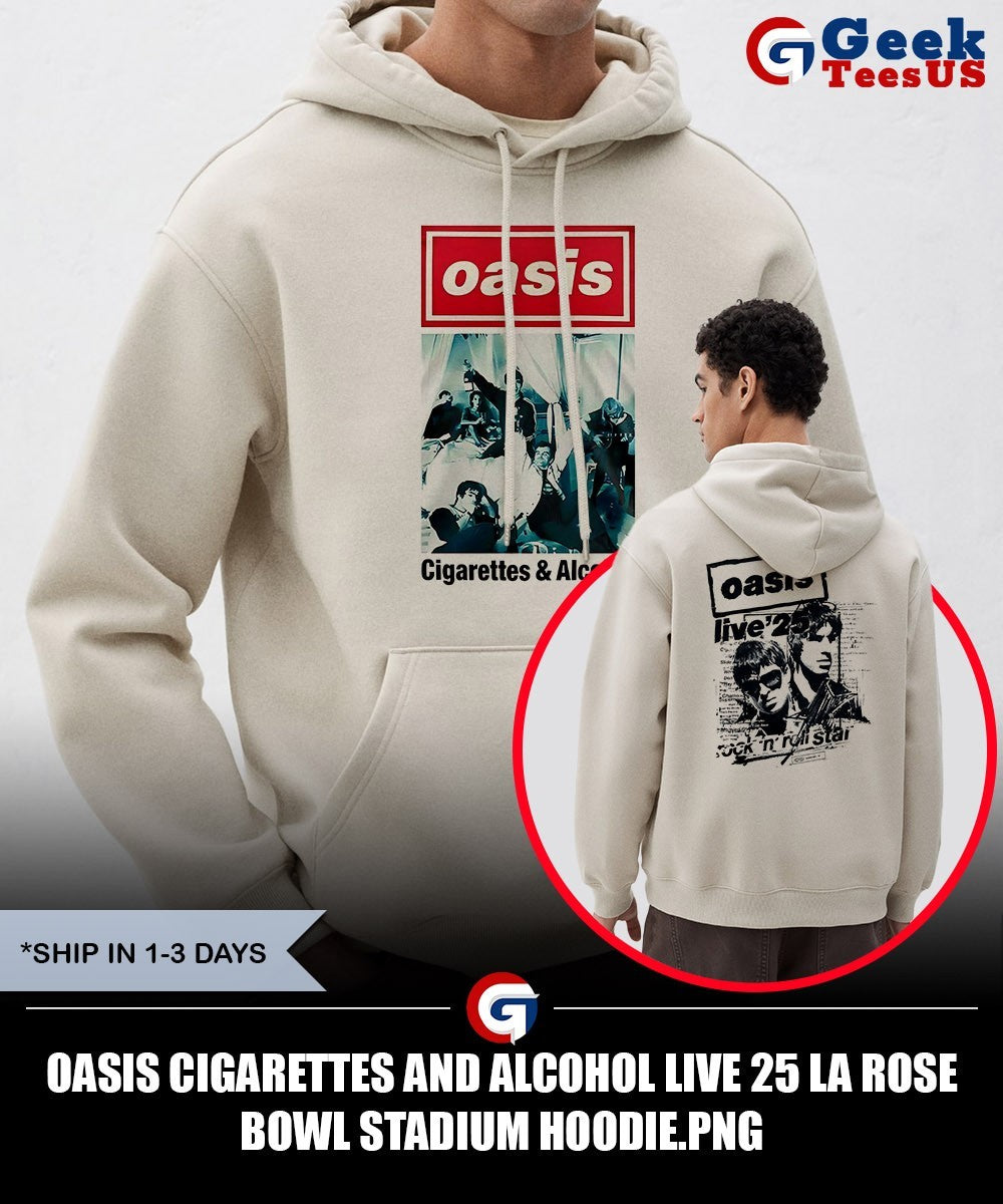 Oasis Cigarettes and Alcohol Live 25 La Rose Bowl Stadium shirt