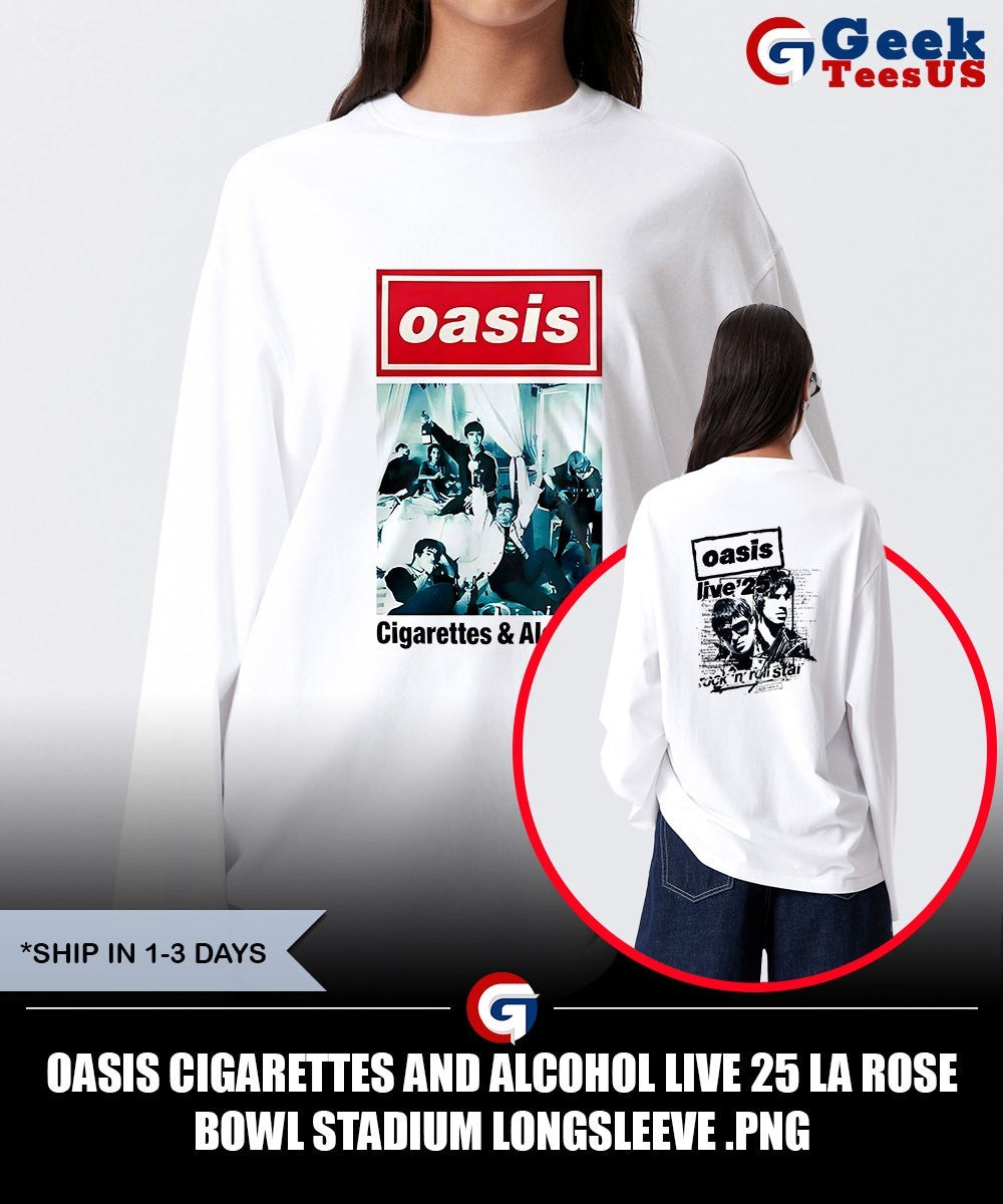 Oasis Cigarettes and Alcohol Live 25 La Rose Bowl Stadium shirt