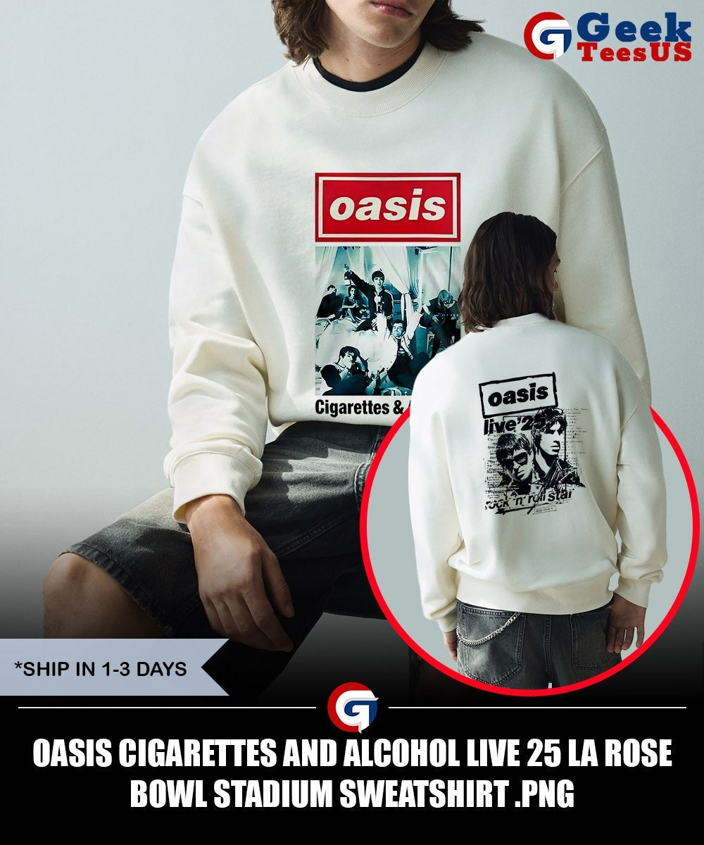 Oasis Cigarettes and Alcohol Live 25 La Rose Bowl Stadium shirt