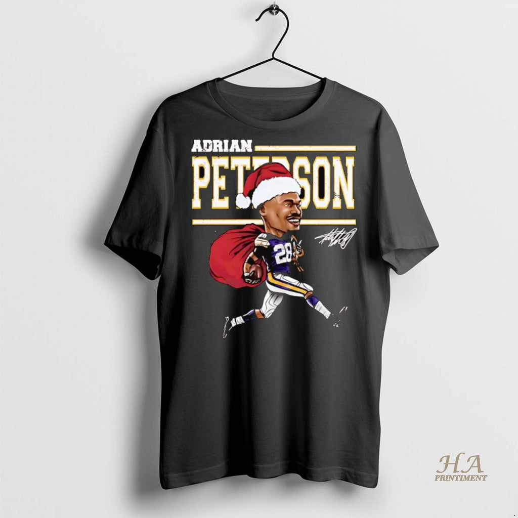 Official Adrian Peterson Santa Cartoon Minnesota Vikings Shirt