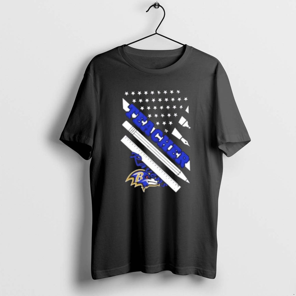 Official Baltimore Ravens Football X Teacher American Flag