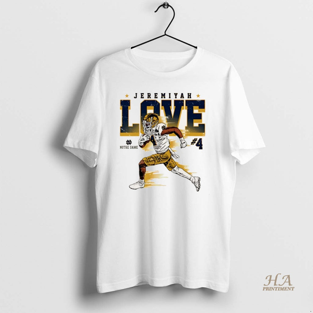 Official Jeremiyah Love Notre Dame Football Ncaa Caricature Christmas