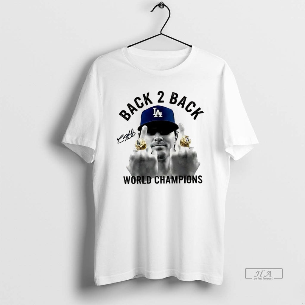 Official Kike Hernandez Middle Finger Los Angeles Dodgers Back 2 Back World Series Champs 2025