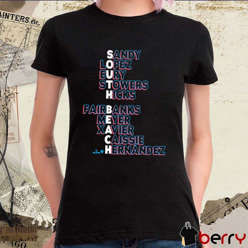 Miami Baseball South Beach Names 2026 Sandy Lopez Eury Stowers Hocks Fairbanks Meyer t-shirt