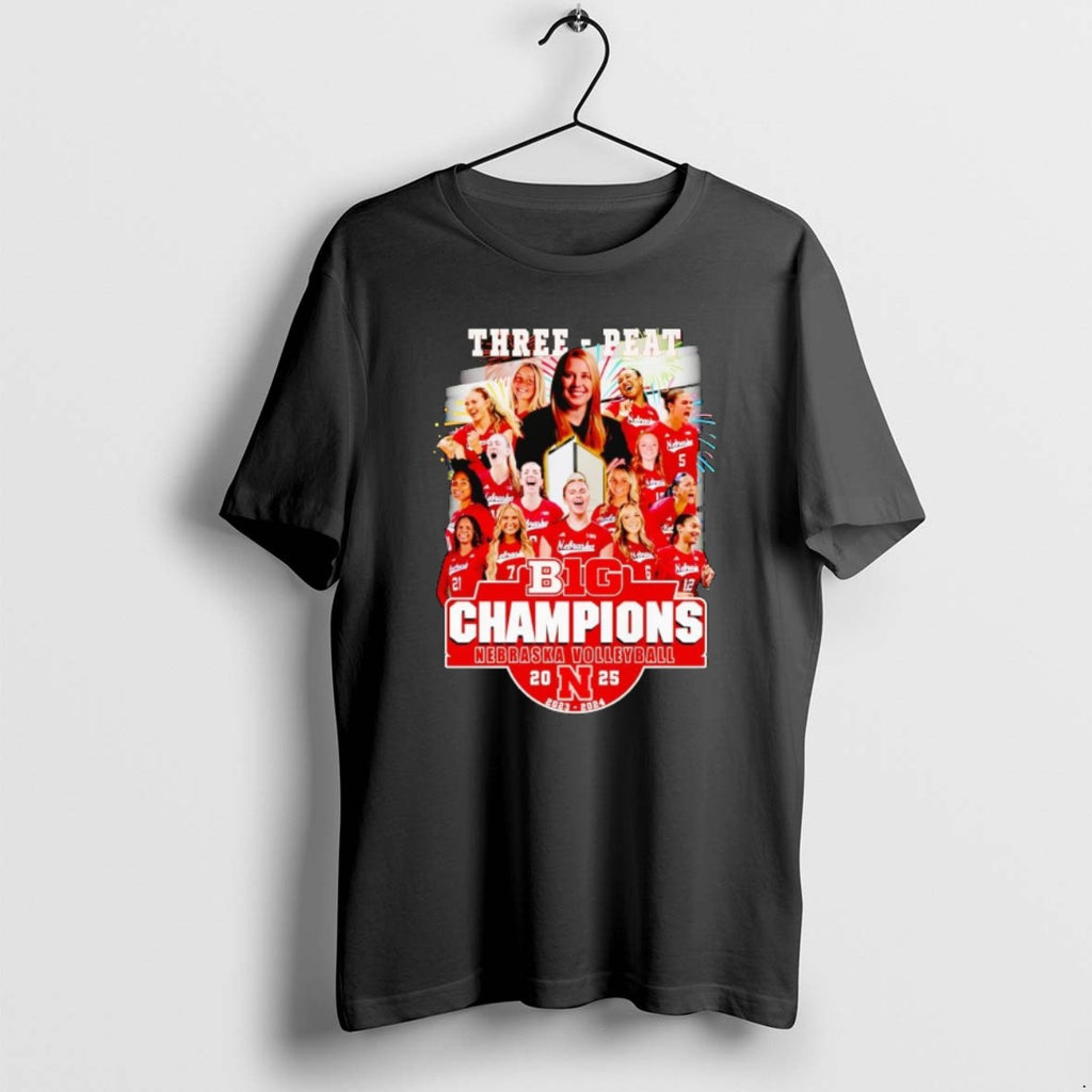 Official Nebraska Volleyball 2025 Big 10 Champions Three Peat