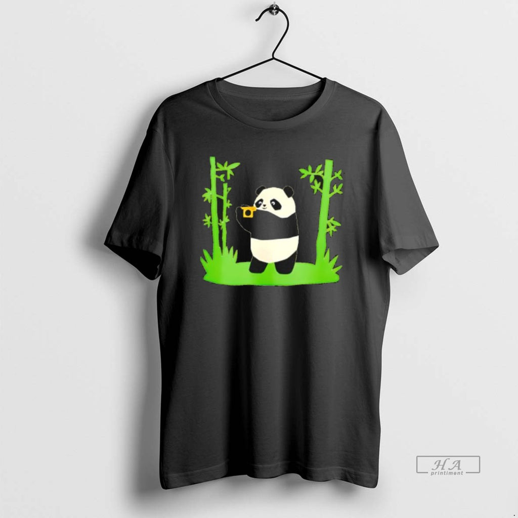 Official Panda Holding The Camera Cartoon Black