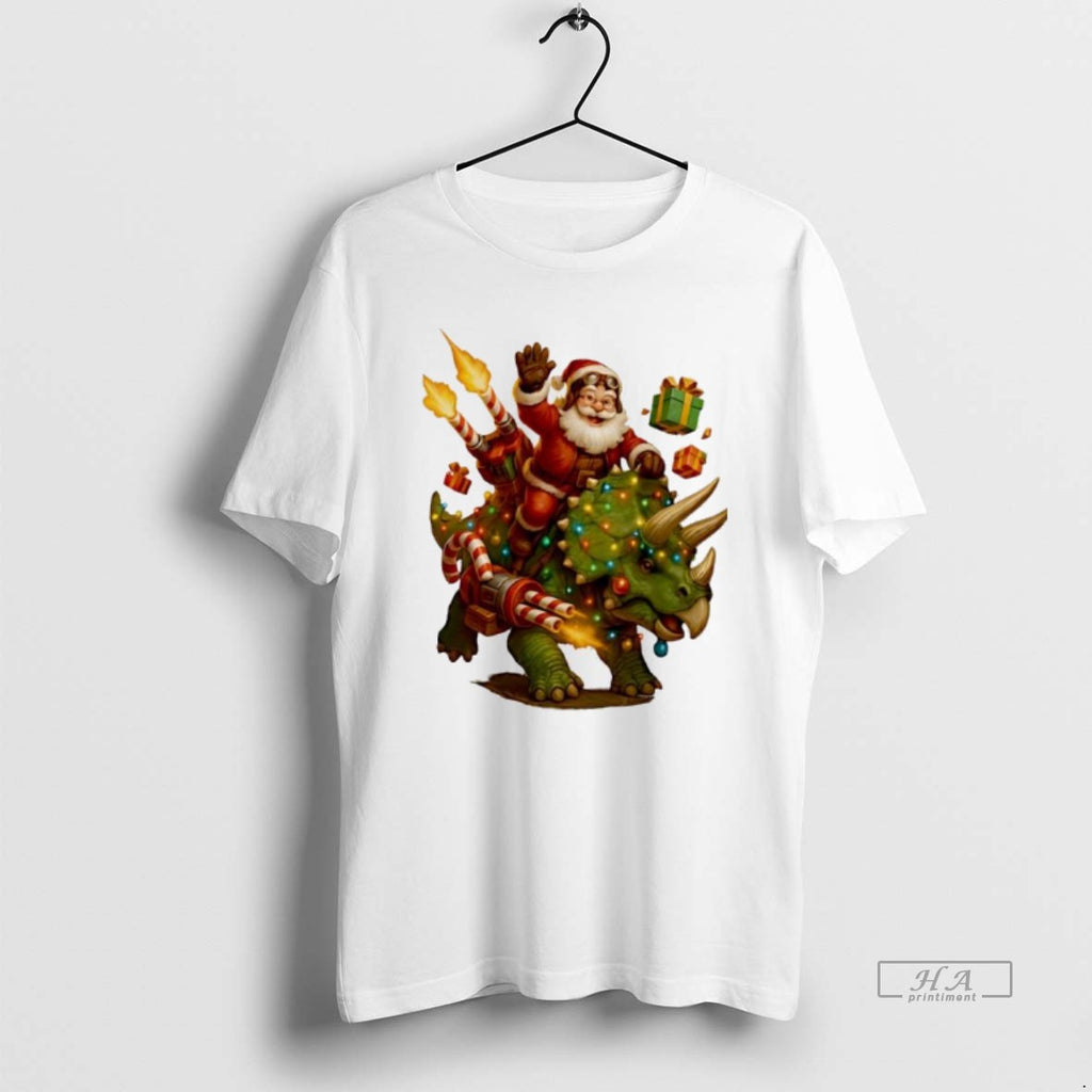 Official Rocket Triceratops Dinosaur Christmas Santa