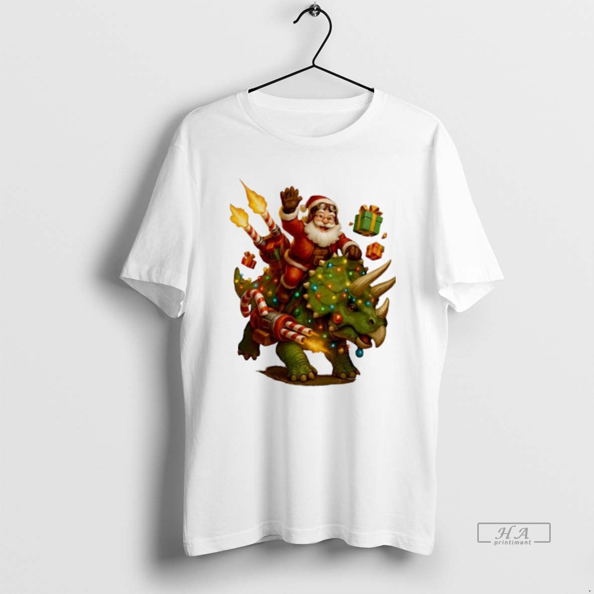 Official Rocket Triceratops Dinosaur Christmas Santa