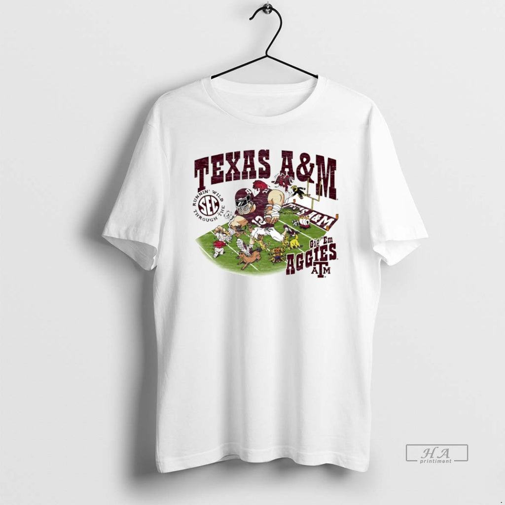 Official Runnin Wild Sec Cig Em Texas A And M Aggies Mascot Running Circle
