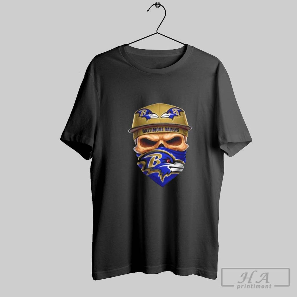 Official Skull Wearing A Face Scarf Baltimore Ravens Football