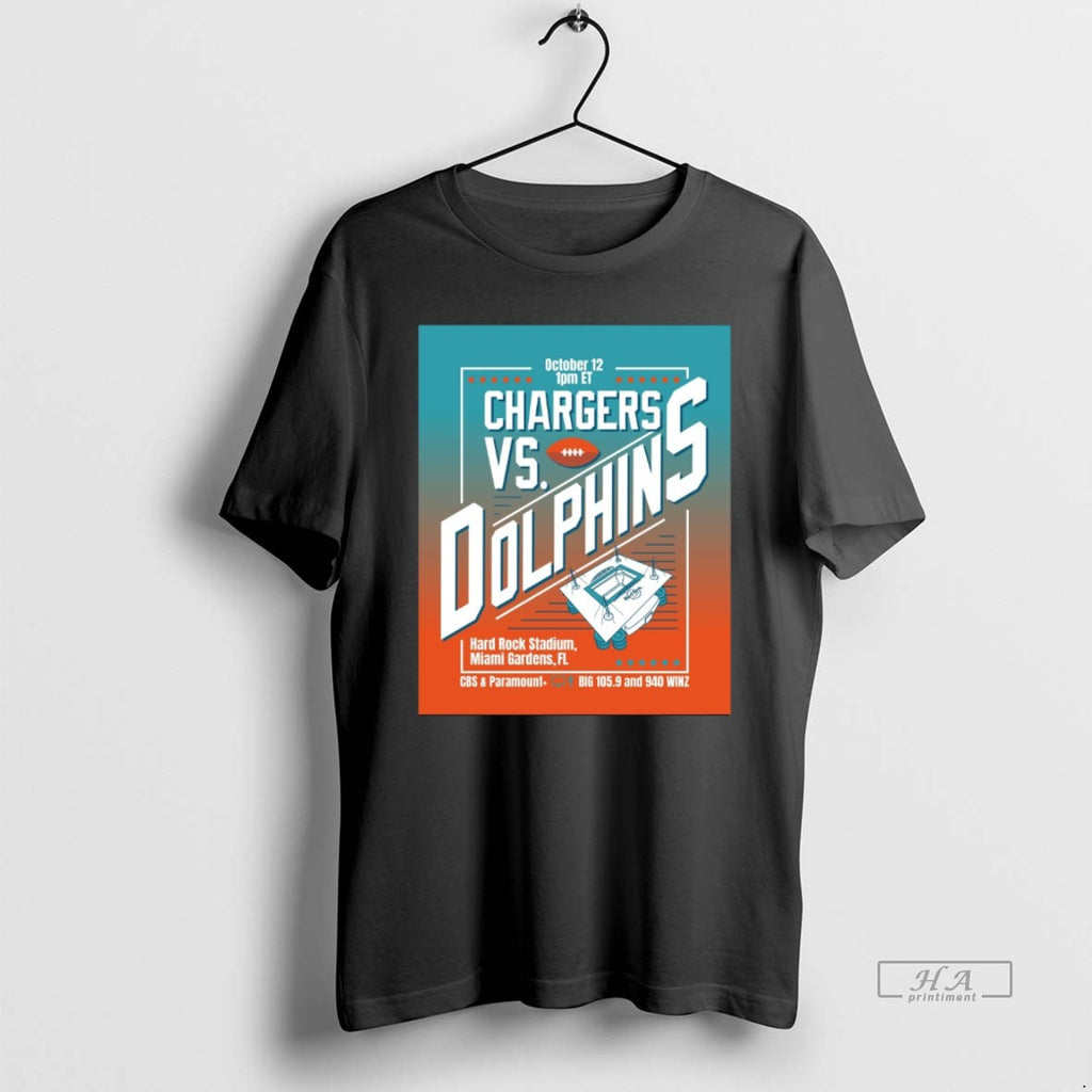 Official Trendy Chargers Vs Dolphins October 12 2025 Hard Rock Stadium Miami Gardens Fl Tee