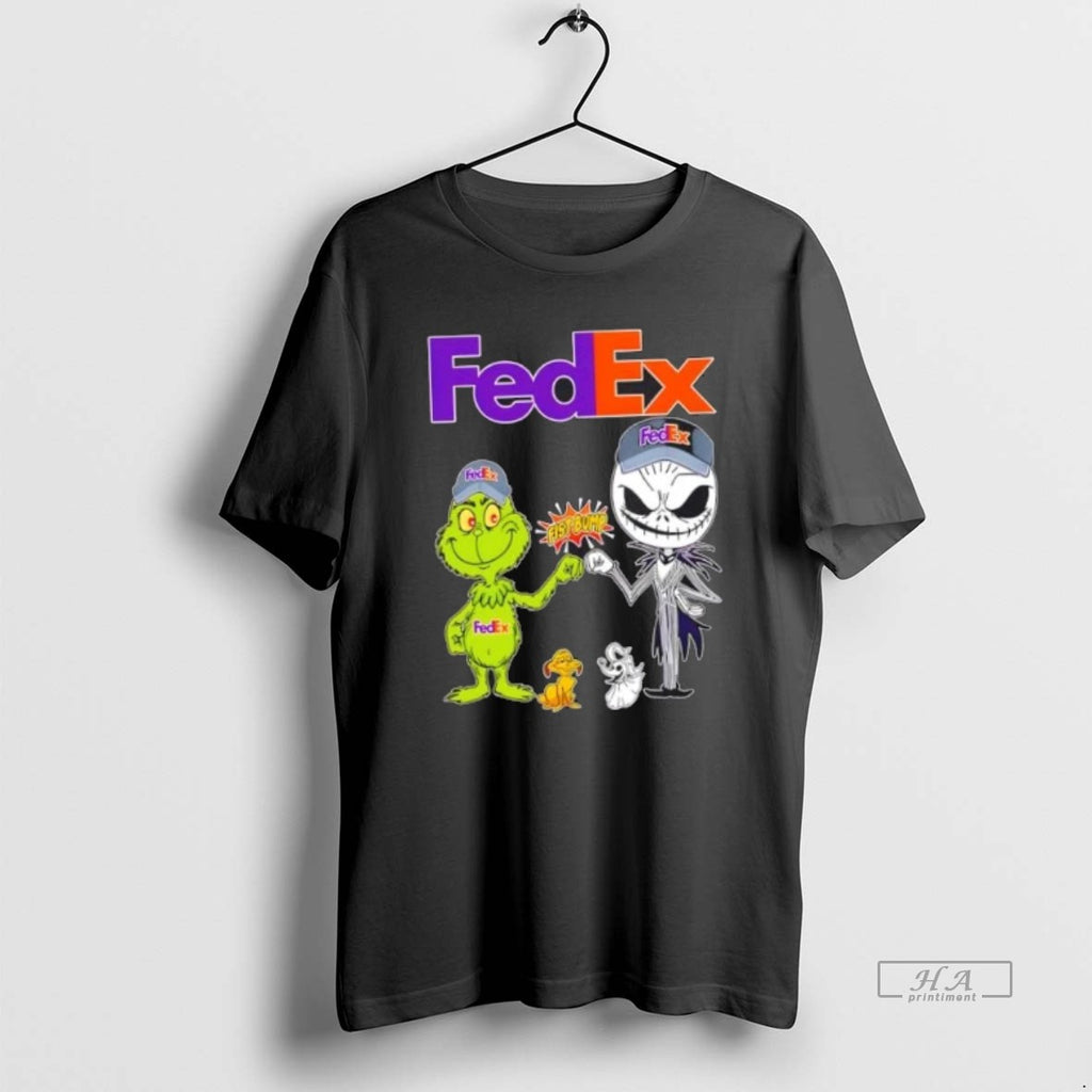 Official Trendy Fedex X Grinch And Jack Skellington Fist Bump Uniwilling Friends