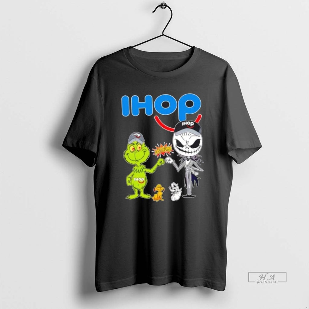 Official Trendy Ihop X Grinch And Jack Skellington Fist Bump Uniwilling Friends