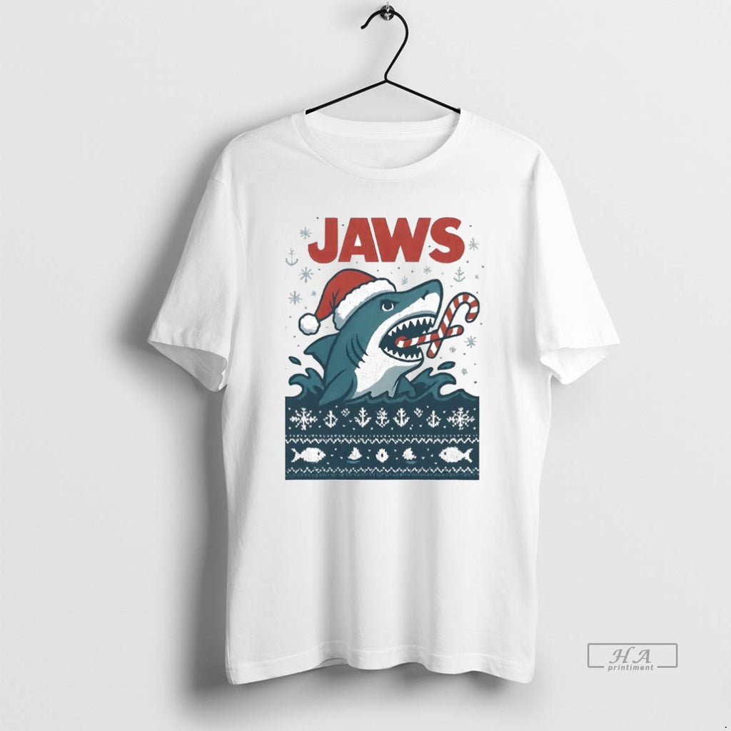 Official Trendy Jaws Eating Candy Cane Christmas