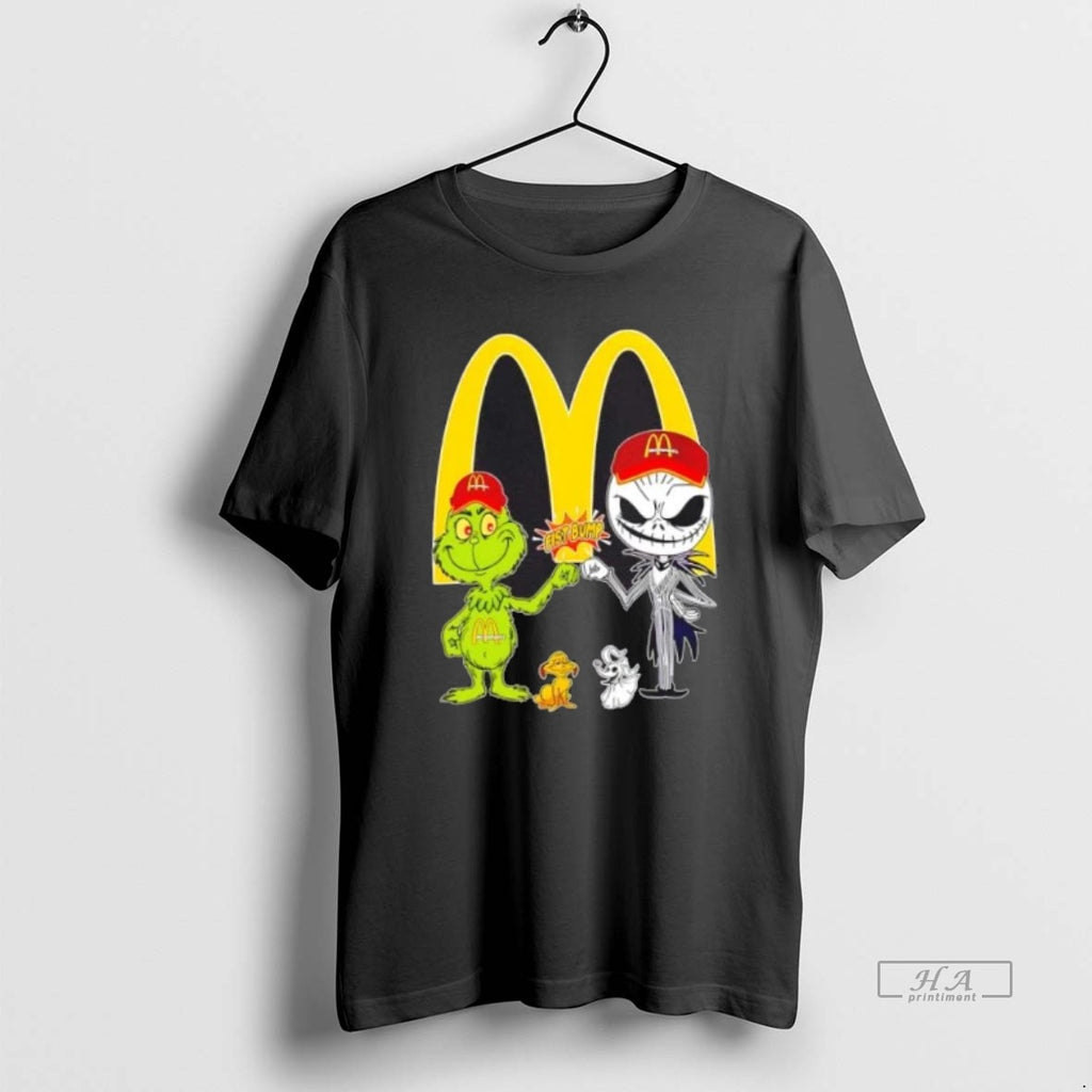 Official Trendy Mcdonalds X Grinch And Jack Skellington Fist Bump Uniwilling Friends