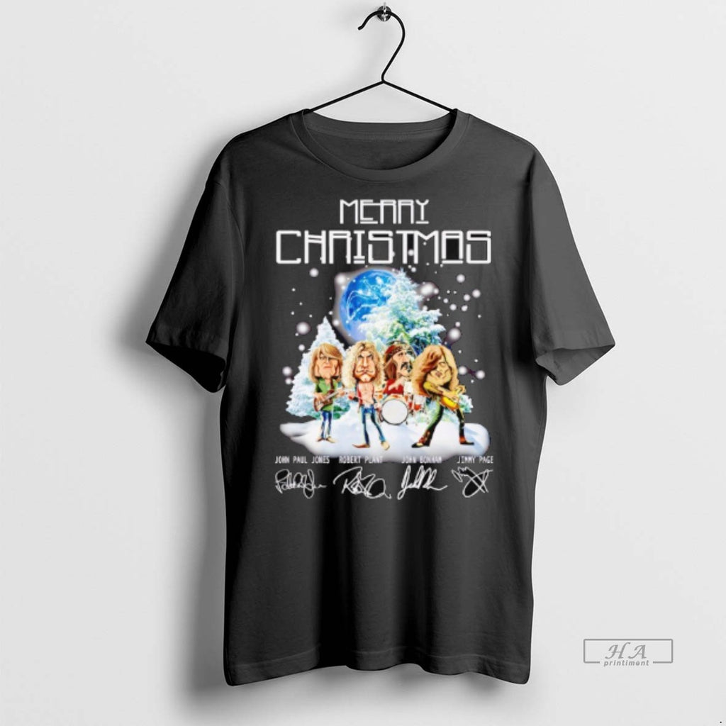 Official Trendy Merry Christmas Led Zeppelin Band Members Signature Tee Sweater