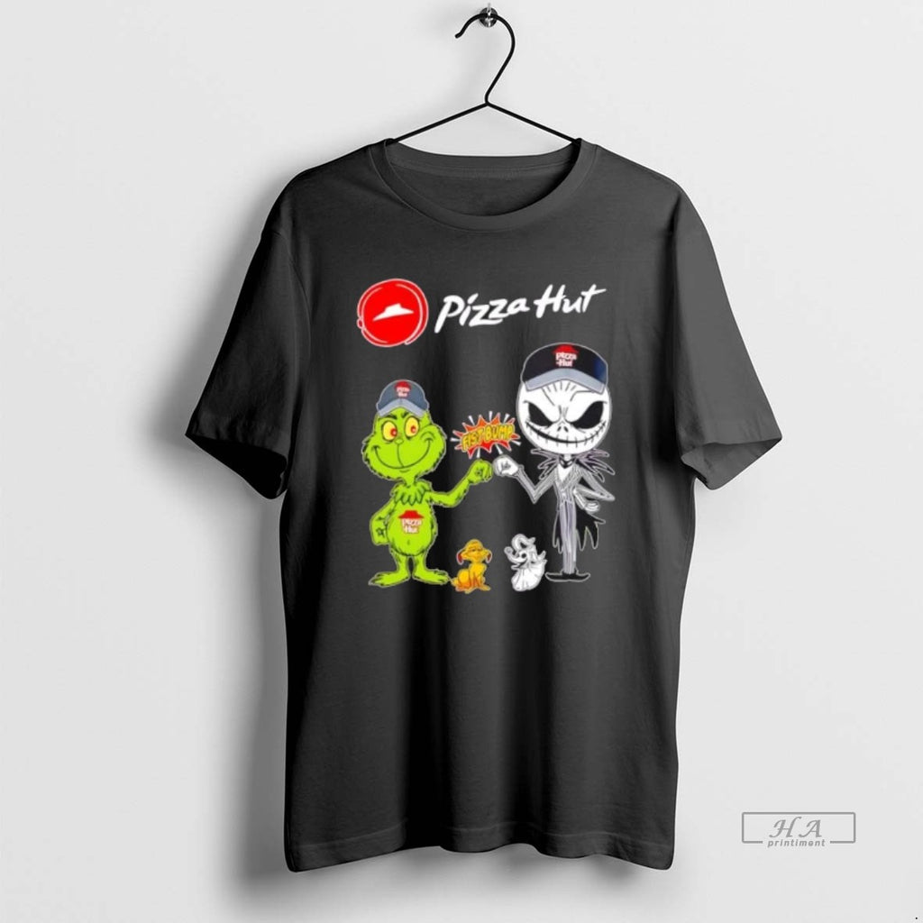 Official Trendy Pizza Hut X Grinch And Jack Skellington Fist Bump Uniwilling Friends