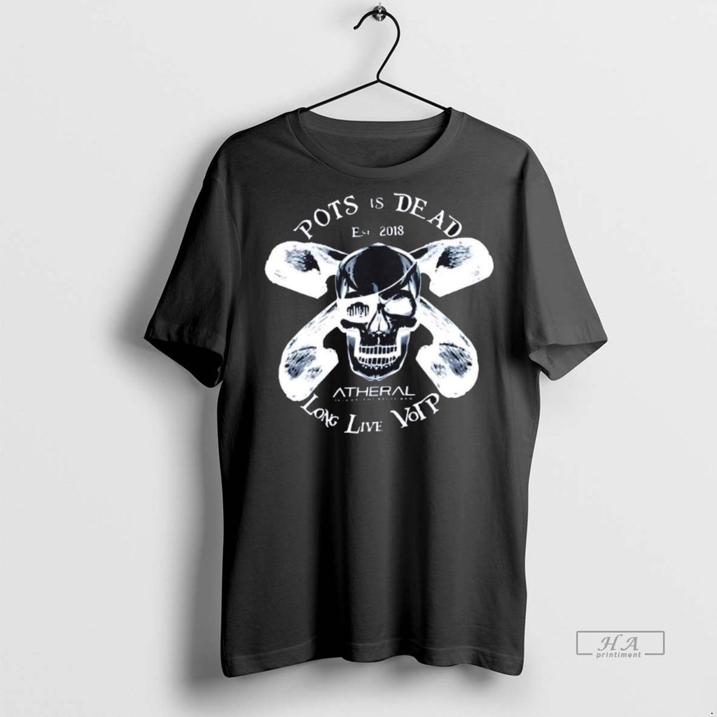 Official Trendy Pots Is Dead Long Live Voip Skull Vintage Tee Sweater