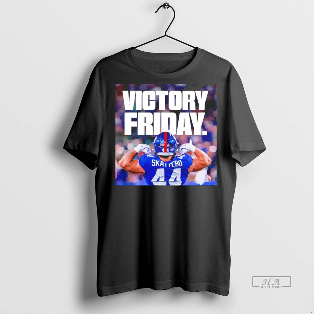 Official Trendy Victory Friday Cameron Skattebo New York Giants Graphic Blackshirt Tee Sweater