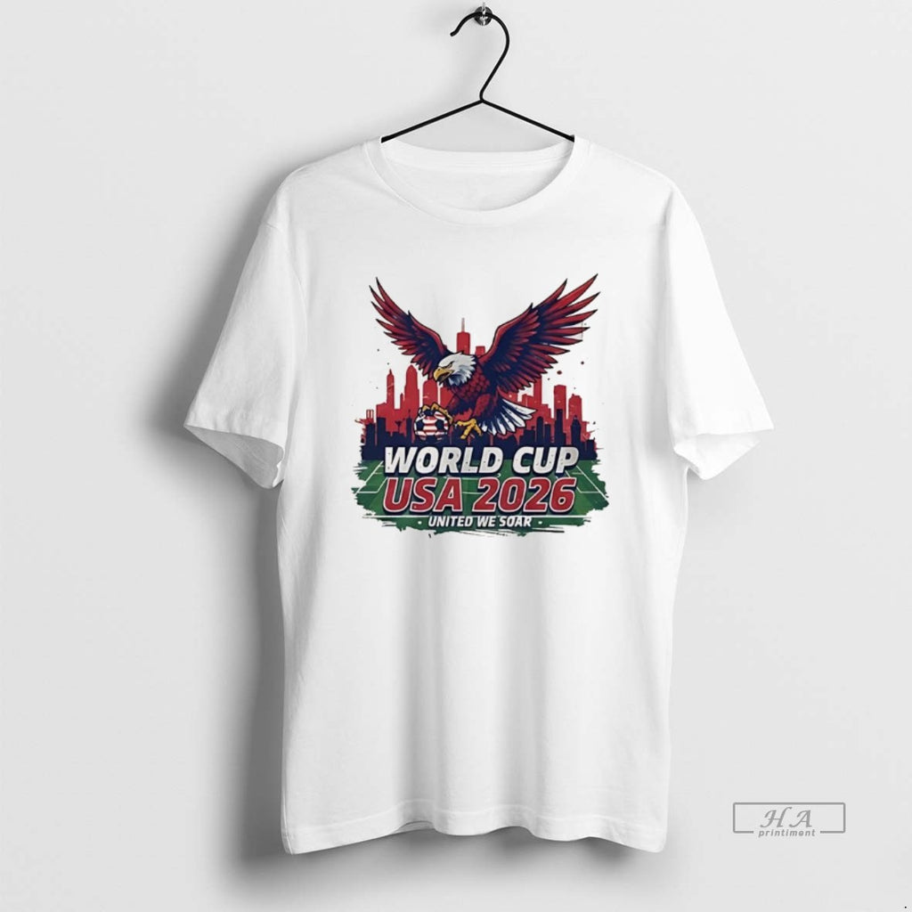 Official World Cup Usa 2026 Bald Eagle Soccer United We Soar City Skyline Football Field