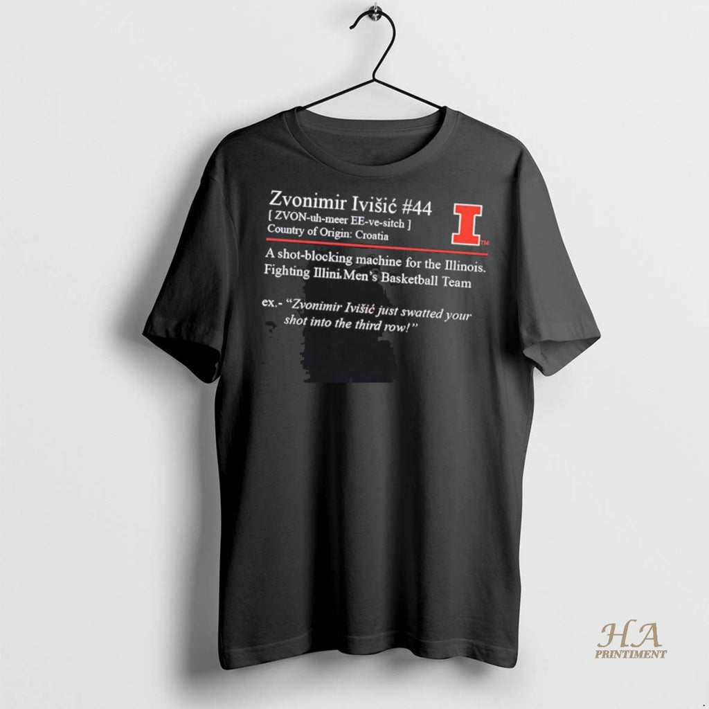 Official Zvonimir Ivisic Definition Shot Blocking Machine Illinois Fighting Illini Shirt