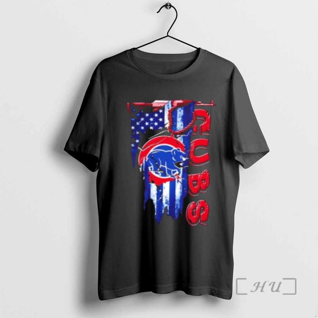Officials Chicago Cubs Baseball Battle Shattered Usa Flag Rip Design