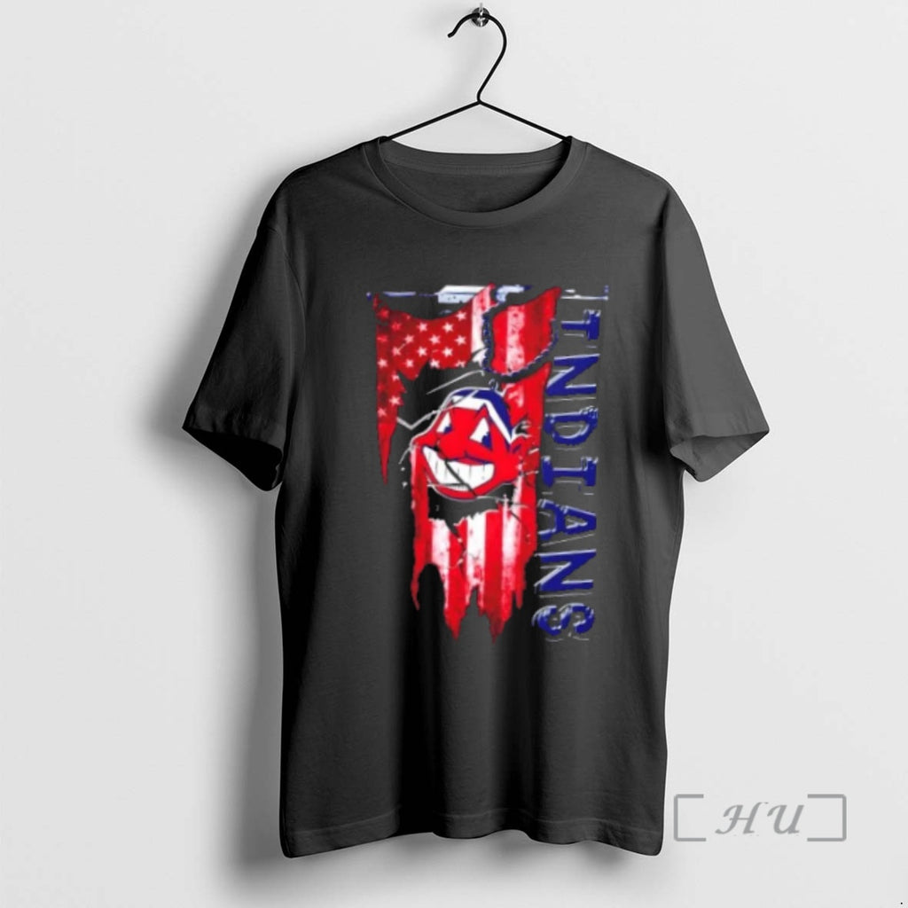 Officials Cleveland Indians Baseball Battle Shattered Usa Flag Rip Design