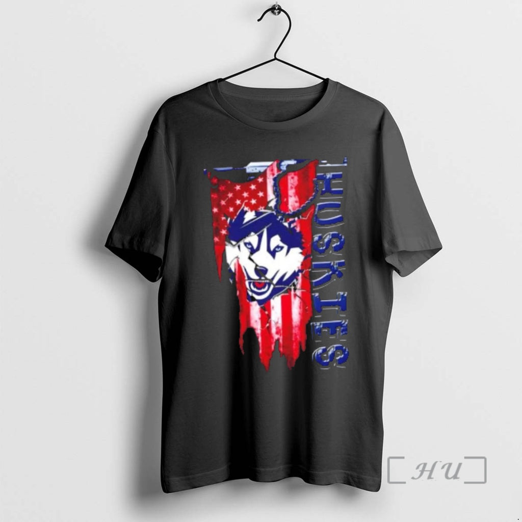 Officials Connecticut Huskies Football Battle Shattered Usa Flag Rip Design