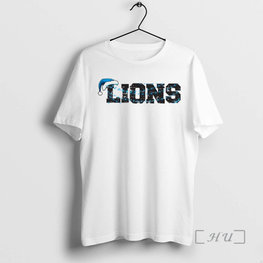 Officials Detroit Lions Blue Lights Santa Hat Merry Christmas