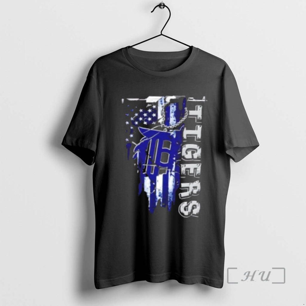Officials Detroit Tigers Baseball Battle Shattered Usa Flag Rip Design