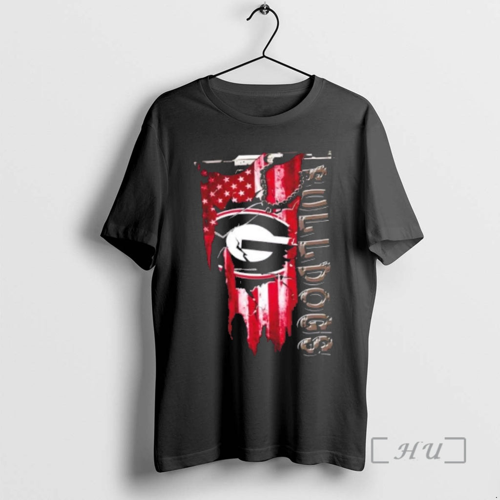 Officials Georgia Bulldogs Football Battle Shattered Usa Flag Rip Design