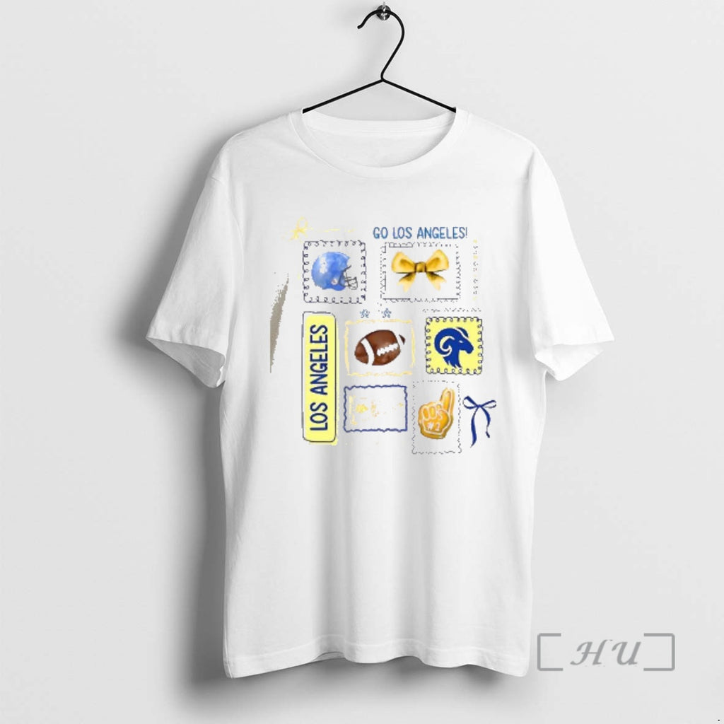 Officials Go Los Angeles Football Helmet Bow 1 Fan Graphic Team Spirit Premium T Shirts