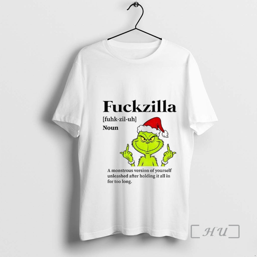 Officials Grinch Santa Middle Finger Fuckzilla Definition A Monstrous Version Of Yourself Christmas Premium