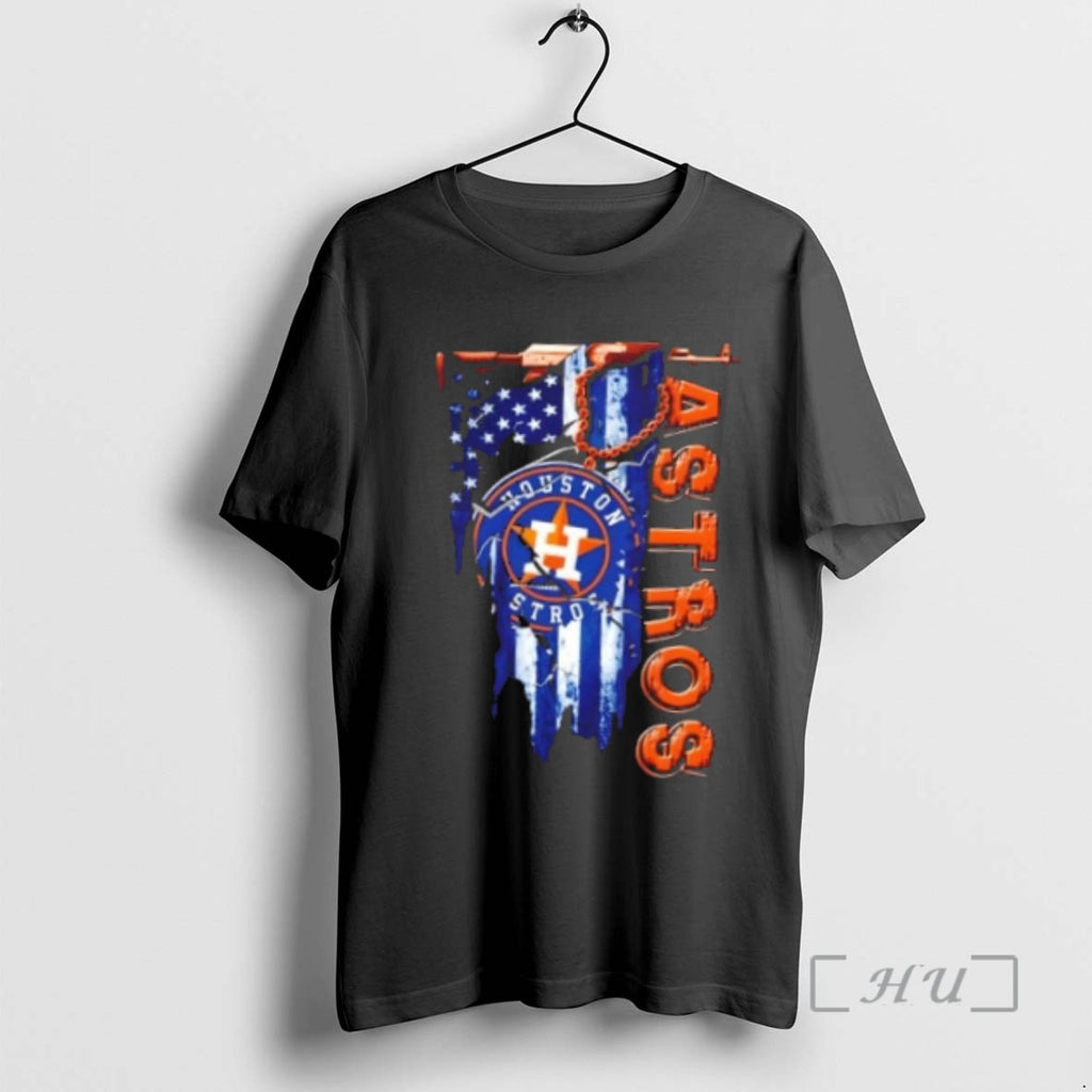 Officials Houston Astros Baseball Battle Shattered Usa Flag Rip Design