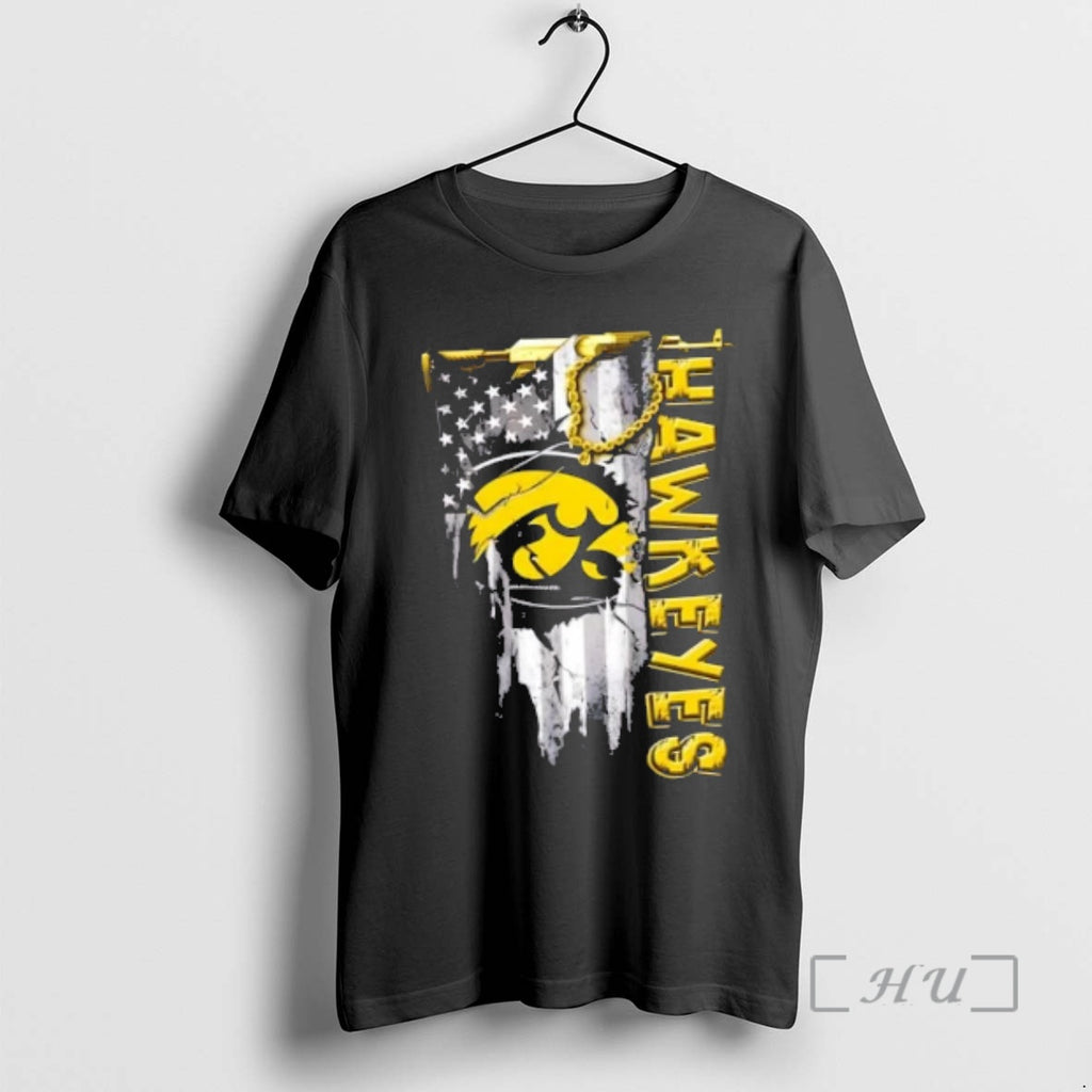 Officials Iowa Hawkeyes Football Battle Shattered Usa Flag Rip Design
