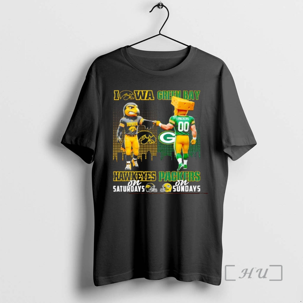 Officials Iowa Hawkeyes On Saturdays X Green Bay Packers On Sunday Mascot Premium T Shirts
