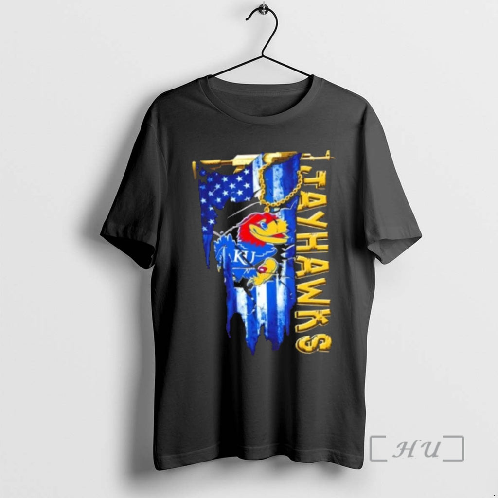 Officials Kansas Jayhawks Football Battle Shattered Usa Flag Rip Design