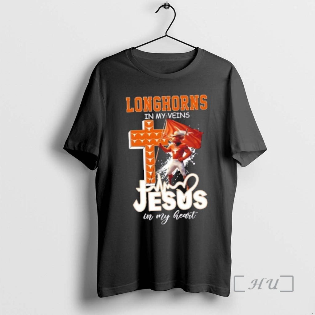 Officials Mascot Hold Flag Texas Longhorns In My Veins Jesus In My Heart Premium